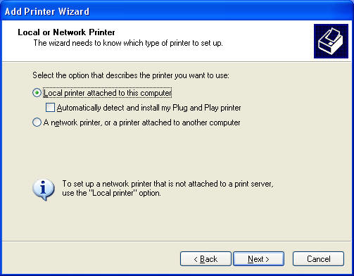 Select Type of Printer to add